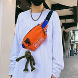 Women Nylon Leisure Waist Bag Orange Fanny Pack Ladies