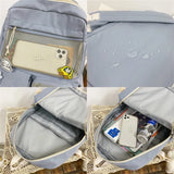 Nylon Mesh Backpack for Teen Girls with Bear Pendant