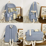 Nylon Mesh Backpack for Teen Girls with Bear Pendant