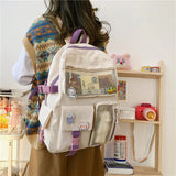 Nylon Mesh Backpack for Teen Girls with Bear Pendant