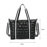 Women Nylon Padded Quilted Handbag Winter Warm Tote Bag Large Capacity Handbag