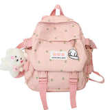 Women Nylon School Backpack with Pendant Pin Convertible Shoulder Bags