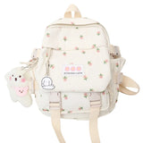 Women Nylon School Backpack with Pendant Pin Convertible Shoulder Bags