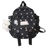 Women Nylon School Backpack with Pendant Pin Convertible Shoulder Bags