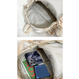 Women Nylon School Backpack with Pendant Pin