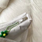 Small Underarm Nylon Shoulder Bag with Flower Pendant