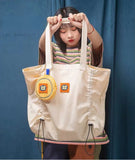 Women Nylon Tote Bag Solid Zipper Soft Casual Shoulder Handbag