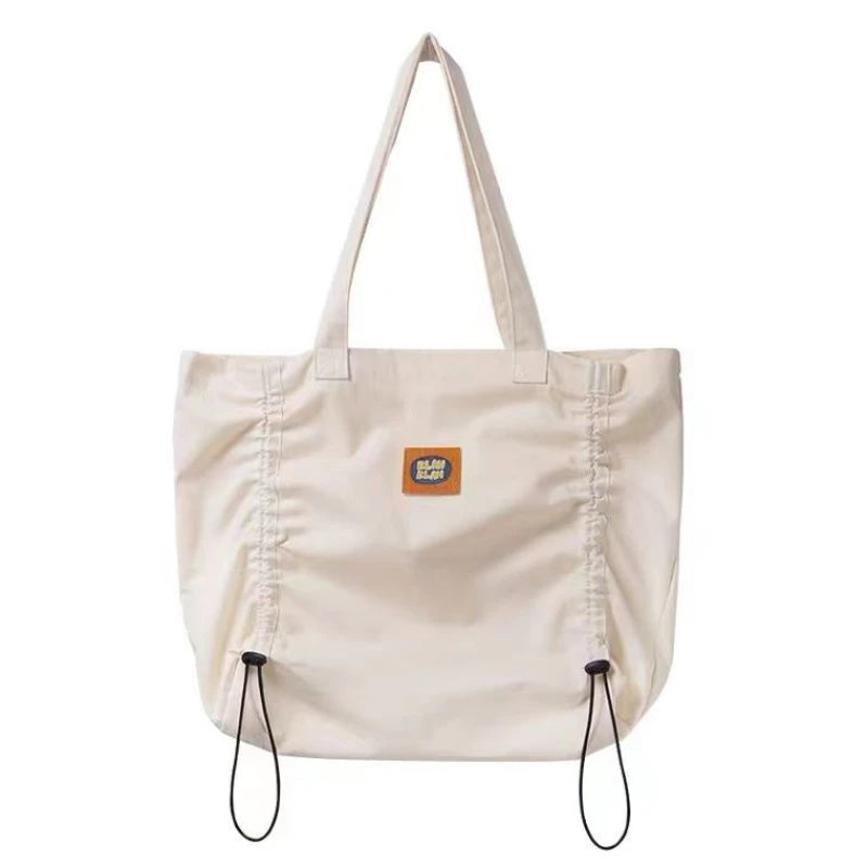Women Nylon Tote Bag Solid Zipper Soft Casual Shoulder Handbag