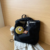 Women Nylon Tote Bag Solid Zipper Soft Casual Shoulder Handbag