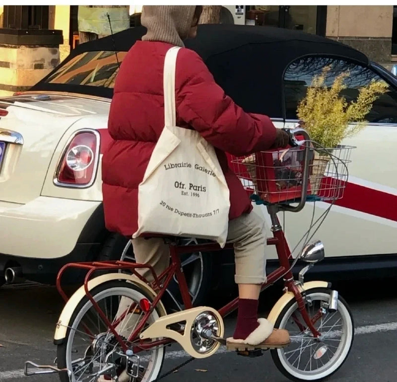 Paris French Letters Print Canvas Bag Eco Handbag Tote Summer Shoulder Bag