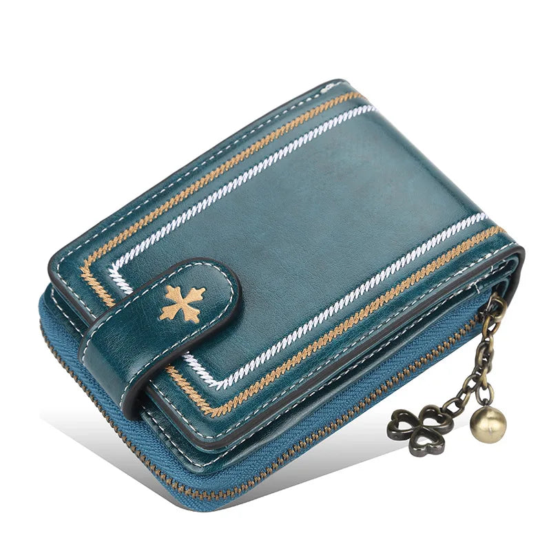 Women Oil Wax Vintage Wallet PU Leather Purse Clutch Cardholder