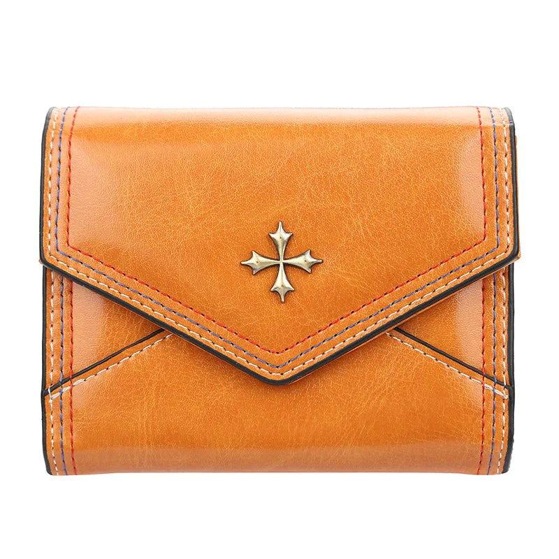 Women Oil Wax Vintage Wallet PU Leather Purse Clutch ID Cardholder