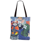 Women Oil Painting Canvas Tote Bag Large Capacity Handbag