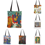 Women Oil Painting Canvas Tote Bag Large Capacity Handbag