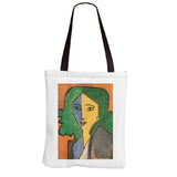 Women Oil Painting Canvas Tote Bag Large Capacity Handbag