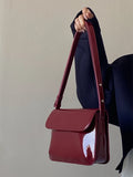 Vintage Wine Red Patent Leather Underarm Bag All-match Messenger Bags