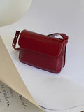 Vintage Wine Red Patent Leather Underarm Bag All-match Messenger Bags
