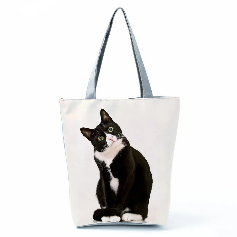 Women Outdoor Casual Tote Cat Printed Tote Bag High Capacity