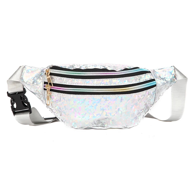 Women Laser Sports Waist Bag Geometric Fanny Pack Chest Phone Pouch Belt Bag