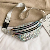 Women Laser Sports Waist Bag Geometric Fanny Pack Chest Phone Pouch Belt Bag