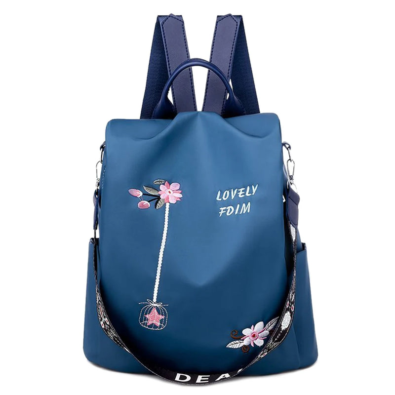 Women Oxford Flower Embroidery Print School Shoulder Bag