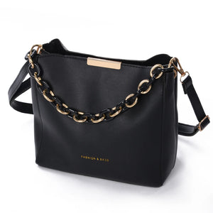 Women PU Tote Chain Crossbody Bag Ladies PU Leather Solid