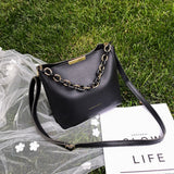 Women PU Tote Chain Crossbody Bag Ladies PU Leather Solid
