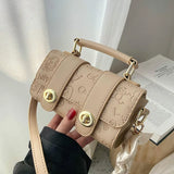 Embossed Silk Scarf Shoulder Bucket Bag Diagonal Bag