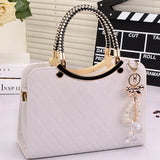 Women PU Handbag with Hanging Ornament Top-handle Shoulder Bag