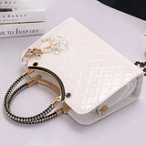 Women PU Handbag with Hanging Ornament Top-handle Shoulder Bag