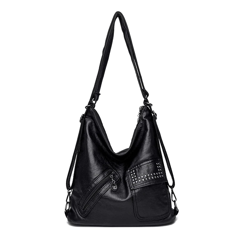 Women PU Leather 3 In 1 Backpack Large Capacity Tote Shoulder Bags