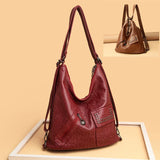 Women PU Leather 3 In 1 Backpack Large Capacity Tote Shoulder Bags