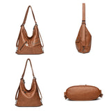 Women PU Leather 3 In 1 Backpack Large Capacity Tote Shoulder Bags