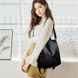 Women Anti Theft PU Leather Backpack Urban Softback Bag