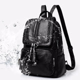Women Leather Backpack School Bag - Waterproof Travel Shoulder Bag