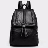 Women Leather Backpack School Bag - Waterproof Travel Shoulder Bag
