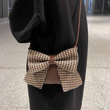 Women PU Leather Bow Shoulder Bag Zipper Crossbody Casual Clutch Bags