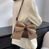Women PU Leather Bow Shoulder Bag Zipper Crossbody Casual Clutch Bags