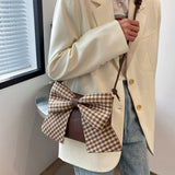 Women PU Leather Bow Shoulder Bag Zipper Crossbody Casual Clutch Bags