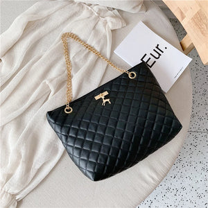 Women PU Leather Chain Handbag Large Top-handle Tote Shoulder Bags