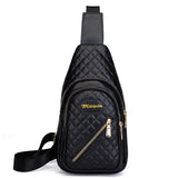 PU Leather Plaid Embroidered Backpack Crossbody Shoulder Bag for Women