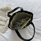 Women PU Leather Handbag Lady Lattice Top-handle Bag Large Capacity Clutch Bags