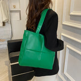 Women PU Leather Handbag Lady Lattice Top-handle Bag Large Capacity Clutch Bags