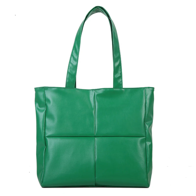 Women PU Leather Handbag Lattice Top-handle Bag Totes Shoulder Bags