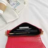 Women Crocodile Pattern Underarm Bag Chain Shoulder Business Clutch Bags