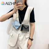 Women PU Leather Crossbody Bag Glitter Chain Shoulder Bag