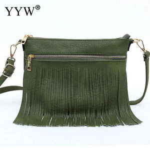 Women PU Leather Crossbody Bag with Tassel Daily Pouch