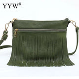Women PU Leather Crossbody Bag with Tassel Daily Pouch