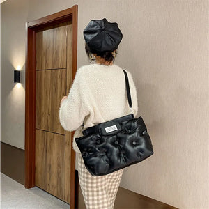 Women PU Leather Down Bag Handbag Large Capacity Shoulder Bag