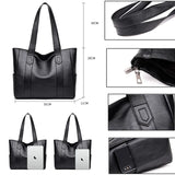 Retro PU Leather Tote Bag with Double Shoulder Strap